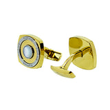 Smalto Cufflinks Ip Gold Square Design With Mother Of Pearl