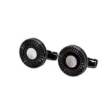 Smalto Cufflinks Black With Small Circle Mother Of Pearl On The Face