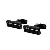 Smalto Cufflinks Black Rectangle With Silver Lining And S Design