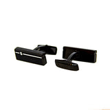 Smalto Cufflinks Black Rectangle With Silver Lining And S Design
