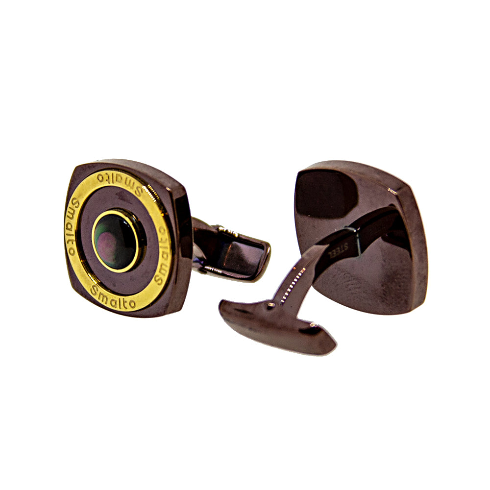 Smalto Cufflinks Bronze With Ip Gold Lining & Black Face | Accessories | Cufflink | Cufflinks | Eid Gifts | EID2021 | GCC | Mens | SP Smalto Cufflinks Bronze With Ip Gold Lining & Black Face | Accessories | Cufflink | Cufflinks | Eid Gifts | EID2021 | GCC | Mens | SP