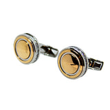Smalto Cufflink Silver With Ip Rose Gold & Crystal Stone Around Design