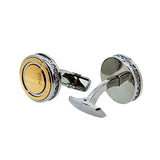 Smalto Cufflink Silver With Ip Rose Gold & Crystal Stone Around Design