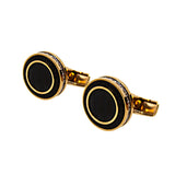 ازرار سمالتو لون ذهبي وردي مع واجهة ذات وسط اسود محاط بدائرة من الكريستال