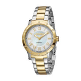 ساعة سمالتو نسائية ثنائية اللون مع ميناء بيضاء و سوار معدني بلونين