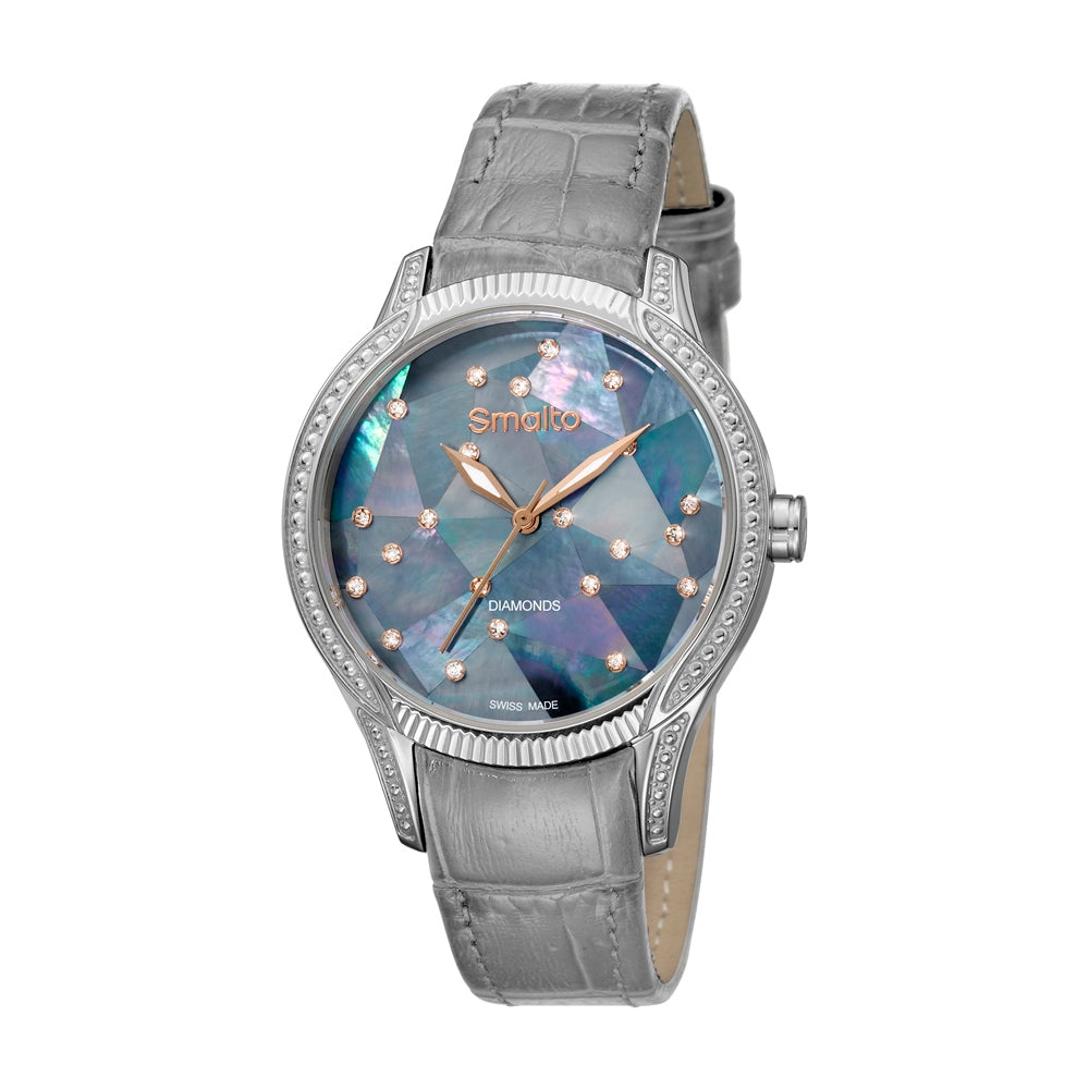 Smalto Watch Ladies Watch Stainless Steel Case With Light Gray Leather Strap & Mop Dial With Diamond | Fashion Watches | GCC | SP | Womens | Womens Watches Smalto Watch Ladies Watch Stainless Steel Case With Light Gray Leather Strap & Mop Dial With Diamond | Fashion Watches | GCC | SP | Womens | Womens Watches
