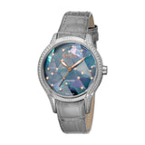 Smalto Watch Ladies Watch Stainless Steel Case With Light Gray Leather Strap & Mop Dial With Diamond