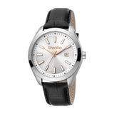 Smalto Men's Stainless Steel Chronograph Watch White Dial With Black Leather Strap