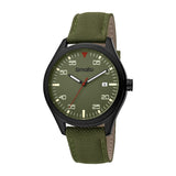 Smalto Men's Watch With Matte Black Case Green Dial & Green Leather Strap