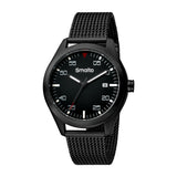 Smalto Men's Watch With Matte Black Case With Mesh Metal Bracelet & Black Dial