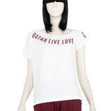 Sofya Women's White Off Shoulder,T-Shirt