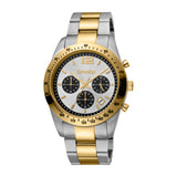 Smalto Men Watch, Two Tone Silver & Gold Color Case And Stainless Steel Metal Bracelet, Silver Dial