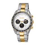 Smalto Men Watch, Two Tone Silver & Rose Gold Color Case, Silver Dial, Two Tone Silver & Gold Color Stainless Steel Metal Bracelet