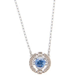 Swarovski Sparkling Dance Necklace Round Cut, Blue, Rhodium Plated