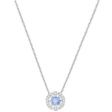 Swarovski Sparkling Dance Necklace Round Cut, Blue, Rhodium Plated