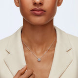 Swarovski Sparkling Dance Necklace Round Cut, Blue, Rhodium Plated
