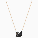Swarovski,Iconic Swan Pendant, Black, Rose-Gold One Size