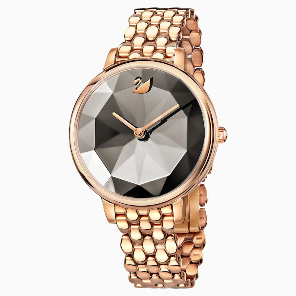 Swarovski Crystal Lake Watch Metal Bracelet Gray Rose-Gold Tone