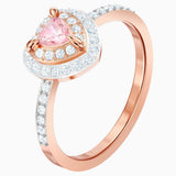 خاتم سواروفسكي واحد متعدد ألوان باللون الذهبي الوردي, مقاس ٥٨