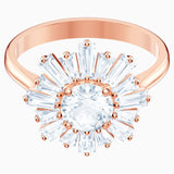 خاتم مشرق من سواروفسكي ، باللون الأبيض واللون الذهبي الوردي ، مقاس ٥٥