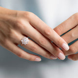 خاتم مشرق من سواروفسكي ، باللون الأبيض واللون الذهبي الوردي ، مقاس ٥٥