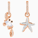 Swarovski,Ocean Crab Pierced Earrings,White, Rose-Gold Tone,One Size