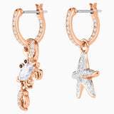 Swarovski,Ocean Crab Pierced Earrings,White, Rose-Gold Tone,One Size