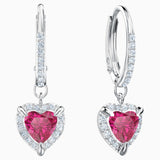 Swarovski,One Pierced Earrings,Red, Rhodium Plated,One Size