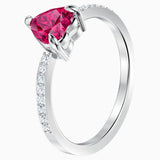 خاتم سواروفسكي على شكل ( قلب واحد )، باللون الأحمر، مقاس ٥٨