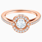 Swarovski Sparkling Dance Round Ring White Rose-Gold Tone Size 58
