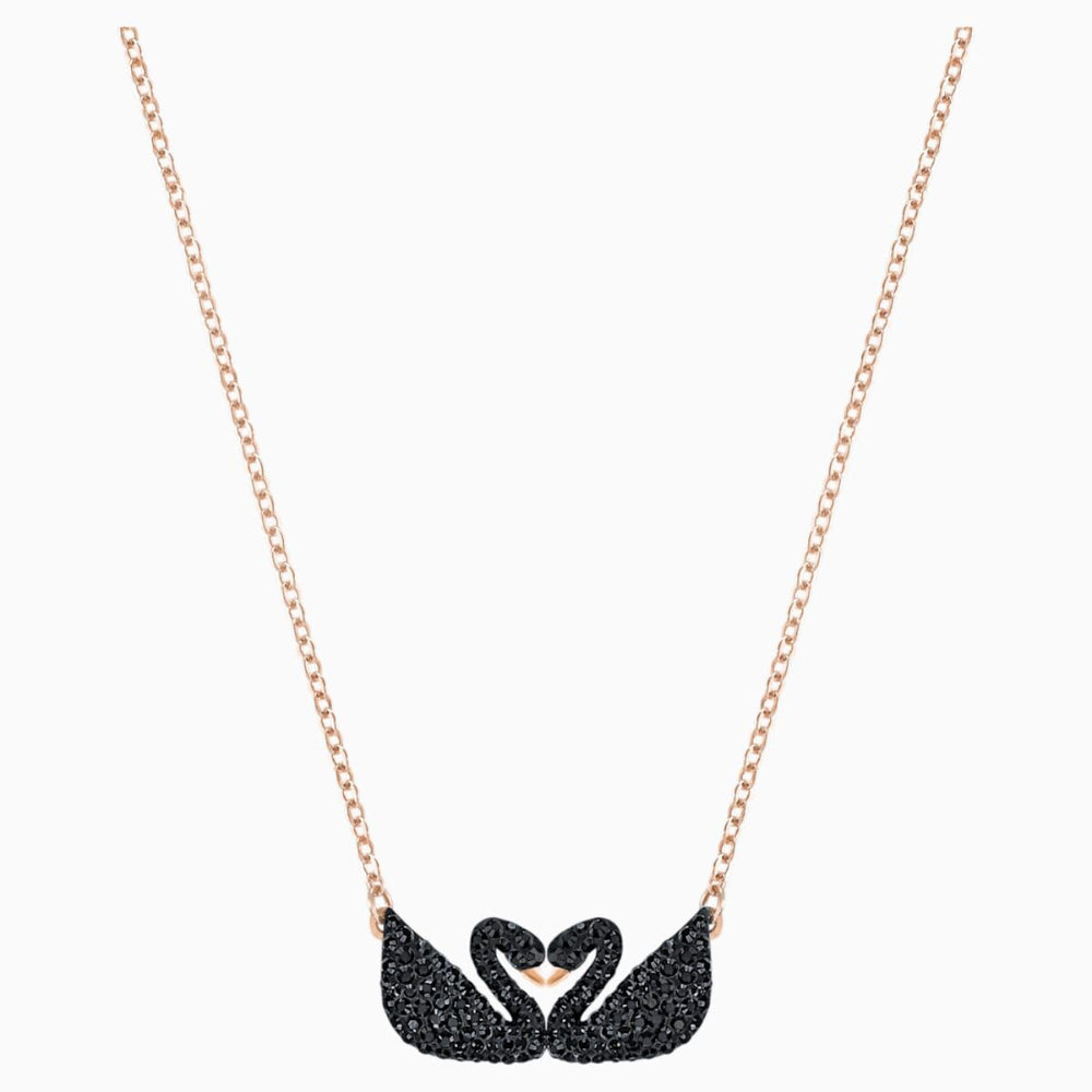 Swarovski Swarovski Iconic Swan Necklace Black Rose-Gold Tone
