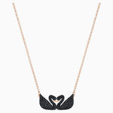 Swarovski Swarovski Iconic Swan Necklace Black Rose-Gold Tone Plated