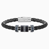 Swarovski Diagonal Bracelet Leather Black Stainless Steel Size M
