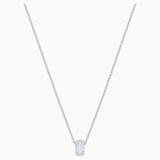 Swarovski Stone Round Pendant White Rhodium Plated - Blue Salon
