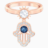 سواروفسكي، خاتم عزر رمزي ، ، أزرق ، ذهبي وردي ، مقاس ٥٨