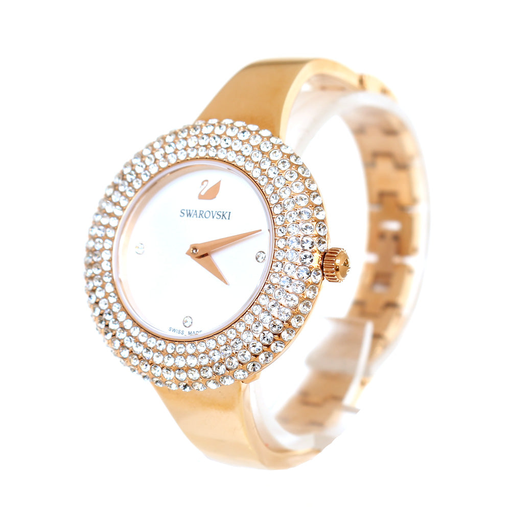5484050 Swarovski Crystal Rose Watch Metal Bracelet White Rose-Gold Tone – Blue ...