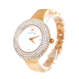 Swarovski Crystal Rose Watch Metal Bracelet White Rose-Gold Tone