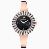 Swarovski Crystal Rose Watch Metal Bracelet Black Rose-Gold Tone