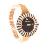 Swarovski Crystal Rose Watch Metal Bracelet Black Rose-Gold Tone