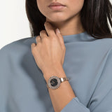 Swarovski Crystal Rose Watch Metal Bracelet Black Rose-Gold Tone