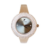 Swarovski Crystal Rose Watch Metal Bracelet Golden Champagne-Gold Tone