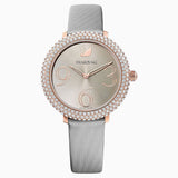 Swarovski,Crystal Frost Watch, Leather Strap,,Gray, Rose-Gold Tone,One Size