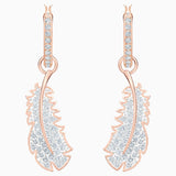 Swarovski,Nice Hoop Pierced Earrings,White, Rose-Gold Tone,One Size