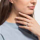 سواروفسكي، خاتم رمزي على شكل قمر ، أسود ، ذهبي وردي ، مقاس. ٥٨