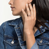 سواروفسكي، خاتم نجمة رمزية ، أبيض ، ذهبي وردي ، مقاس ٥٨