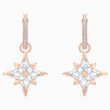 Swarovski, Symbolic Star Hoop Pierced Earrings,White, Rose-Gold Tone,One Size
