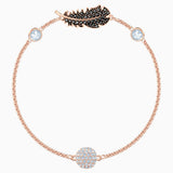 Swarovski Remix Collection Feather Strand Black Rose-Gold Tone Size S