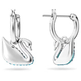 Swarovski Iconic Swan Drop Earrings , Blue, Rhodium Plated