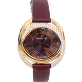 سواروفسكي، ساعة ديو ، حزام جلد ، أبيض ، لون احمر غامق ، مقاس واحد