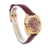 سواروفسكي، ساعة ديو ، حزام جلد ، أبيض ، لون احمر غامق ، مقاس واحد